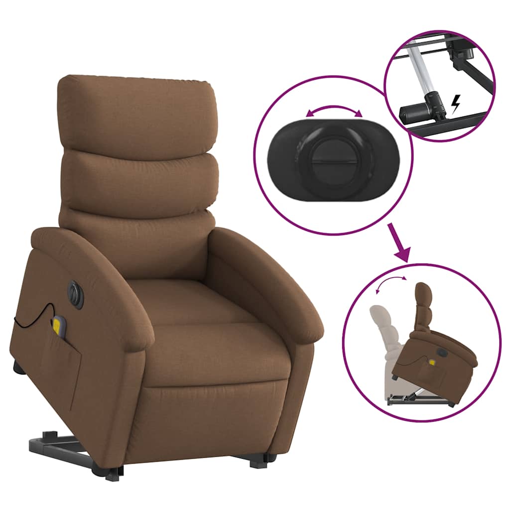 Fauteuil inclinable de massage électrique Marron Tissu - XIOS