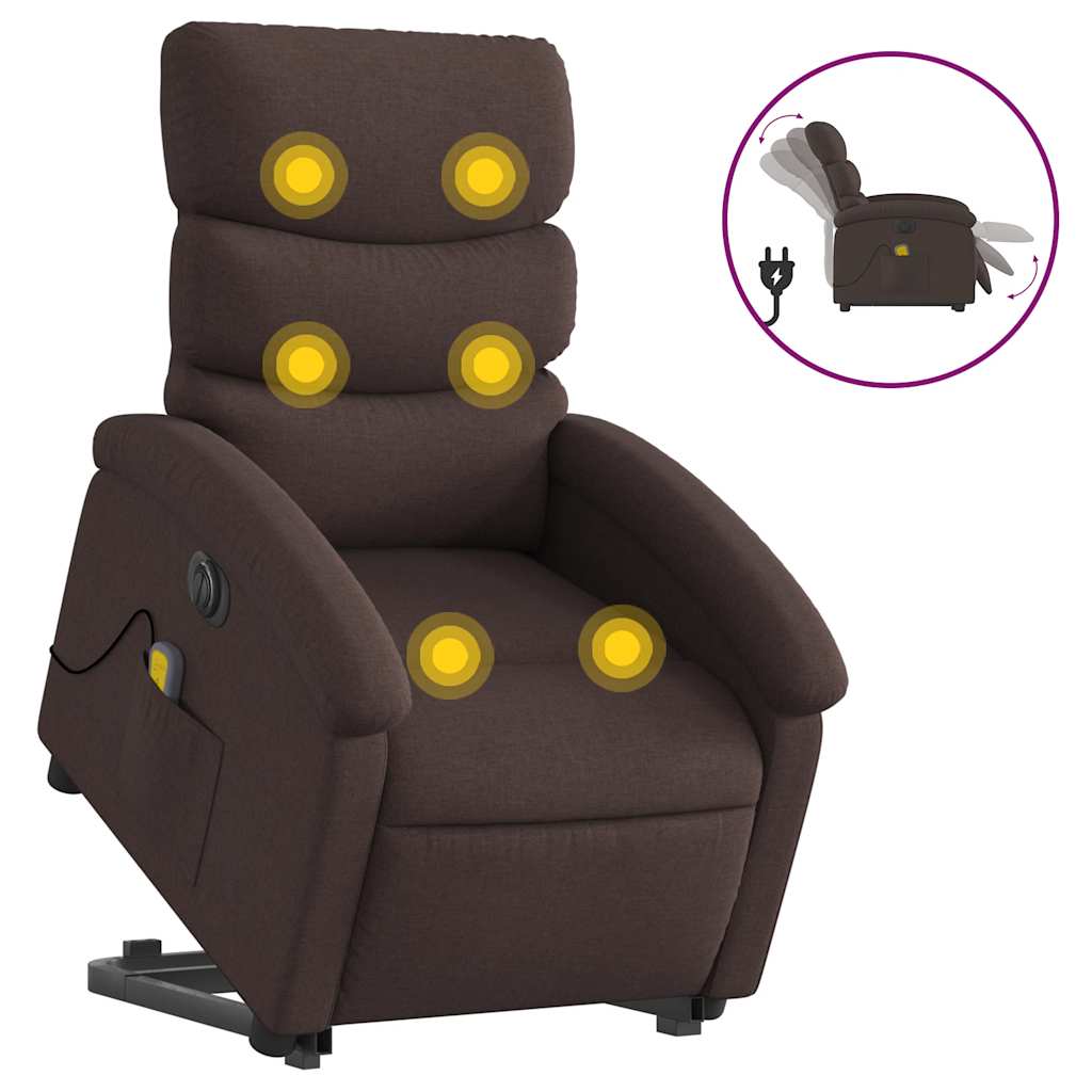 Fauteuil inclinable de massage électrique Marron foncé Tissu - XIOS