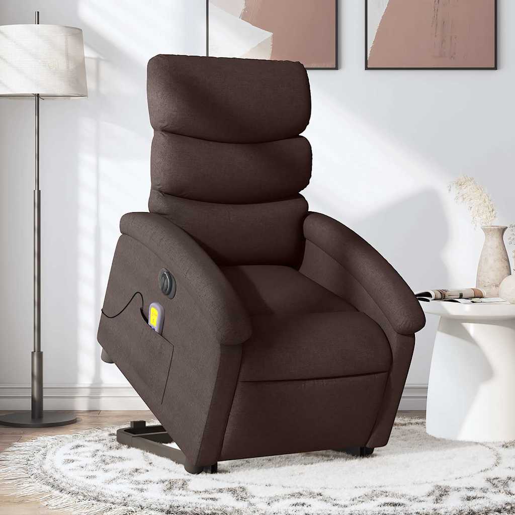Fauteuil inclinable de massage électrique Marron foncé Tissu - XIOS