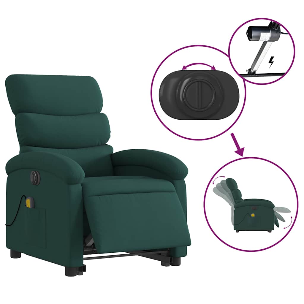 Fauteuil inclinable de massage électrique Vert foncé Tissu - XIOS