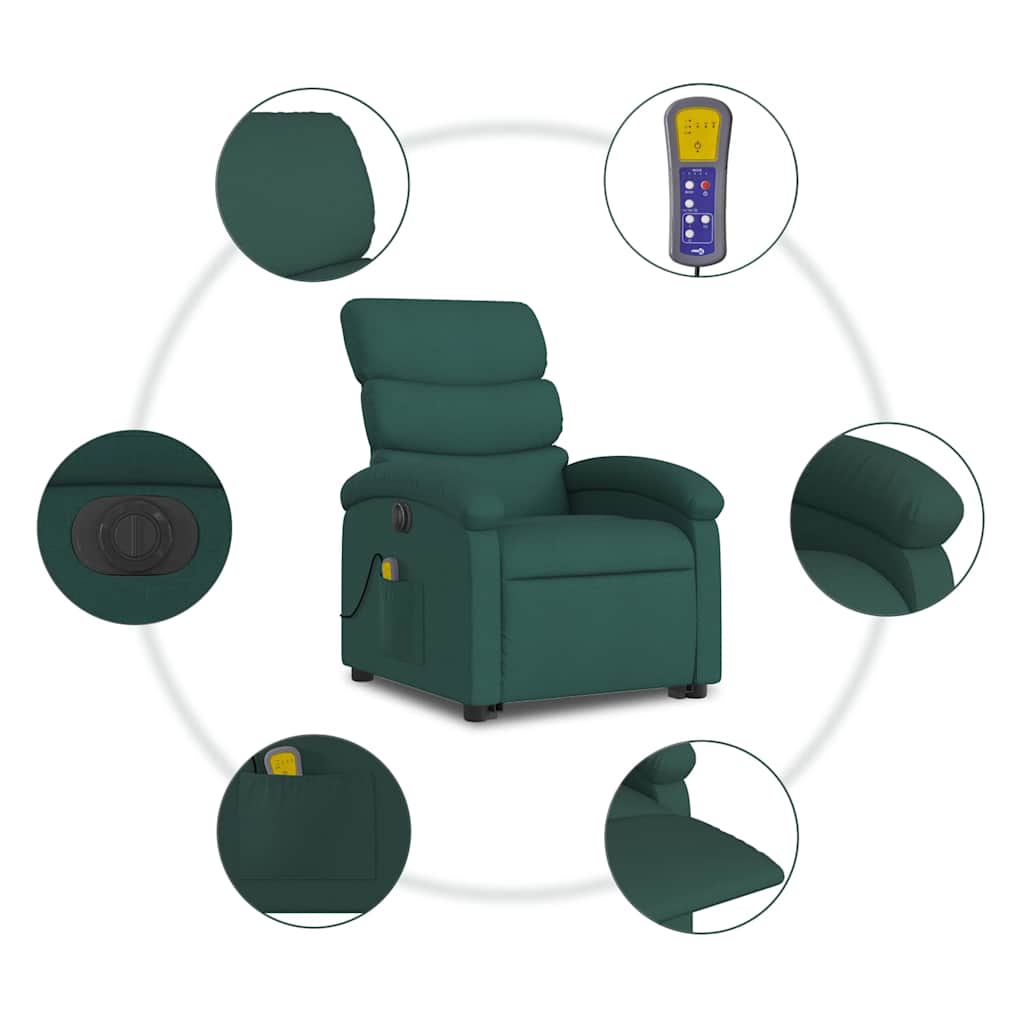 Fauteuil inclinable de massage électrique Vert foncé Tissu - XIOS