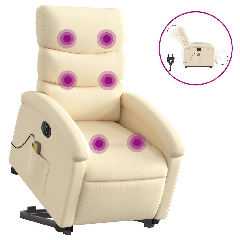 Fauteuil inclinable de massage électrique Crème Tissu - XIOS