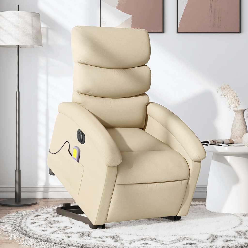 Fauteuil inclinable de massage électrique Crème Tissu - XIOS