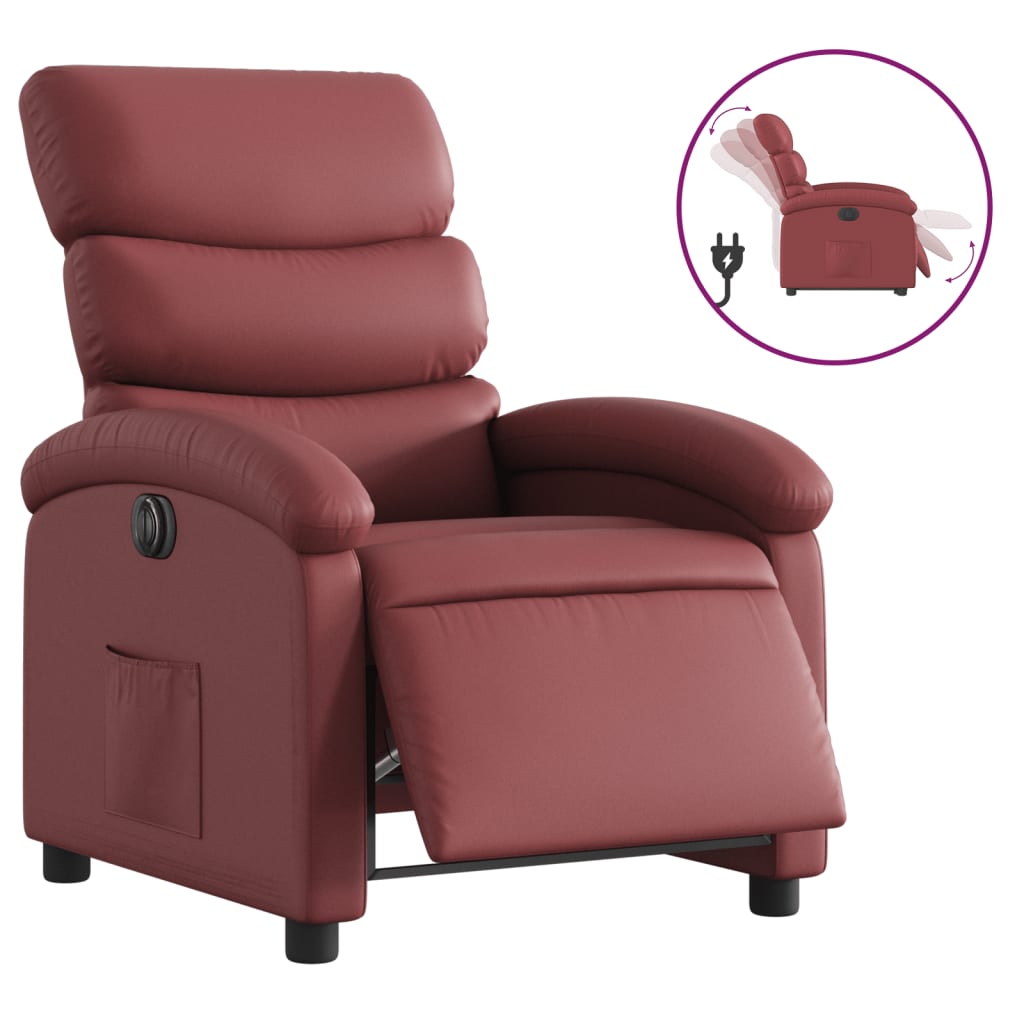 Fauteuil inclinable électrique Rouge bordeaux Similicuir - XIOS