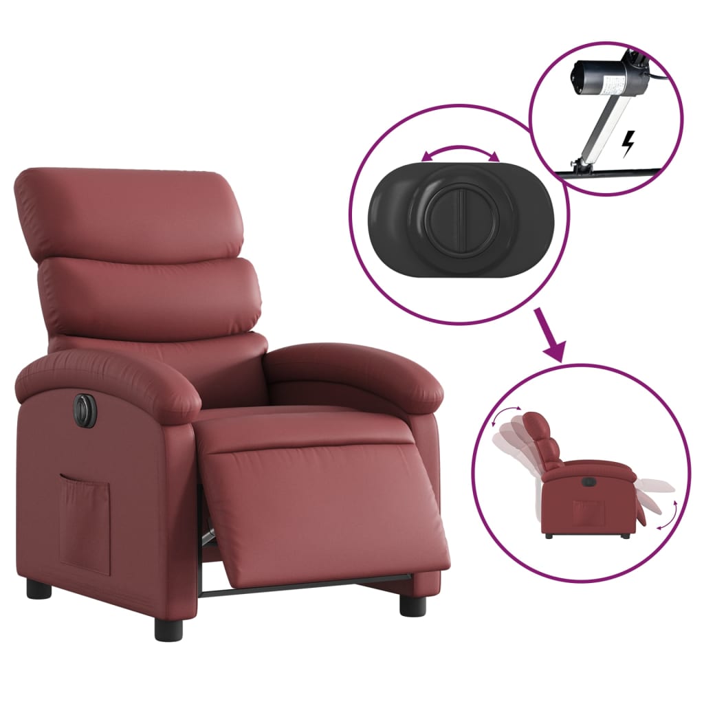 Fauteuil inclinable électrique Rouge bordeaux Similicuir - XIOS