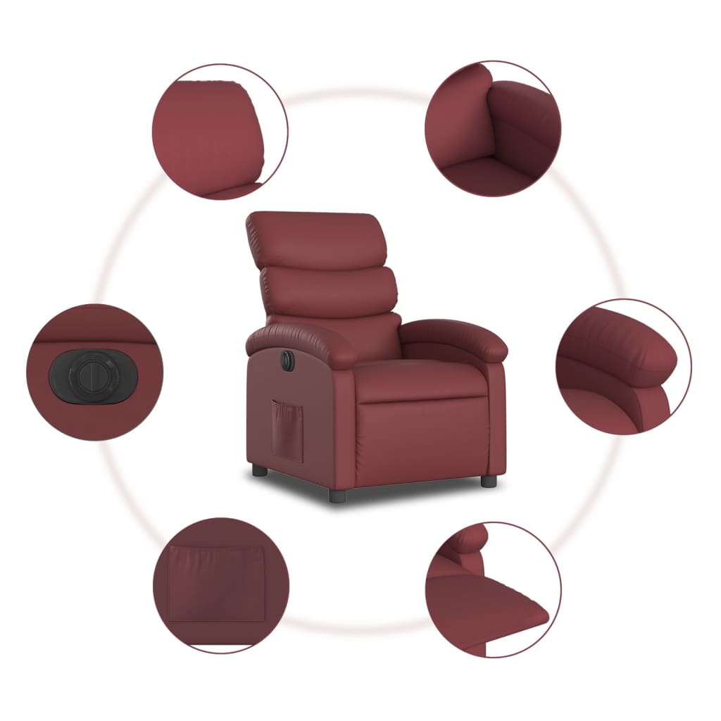 Fauteuil inclinable électrique Rouge bordeaux Similicuir - XIOS