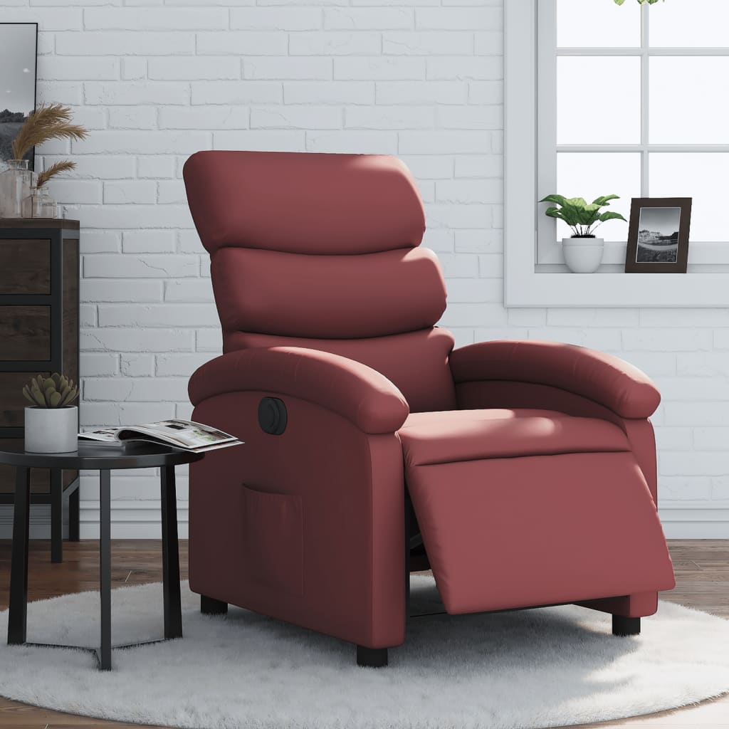 Fauteuil inclinable électrique Rouge bordeaux Similicuir - XIOS