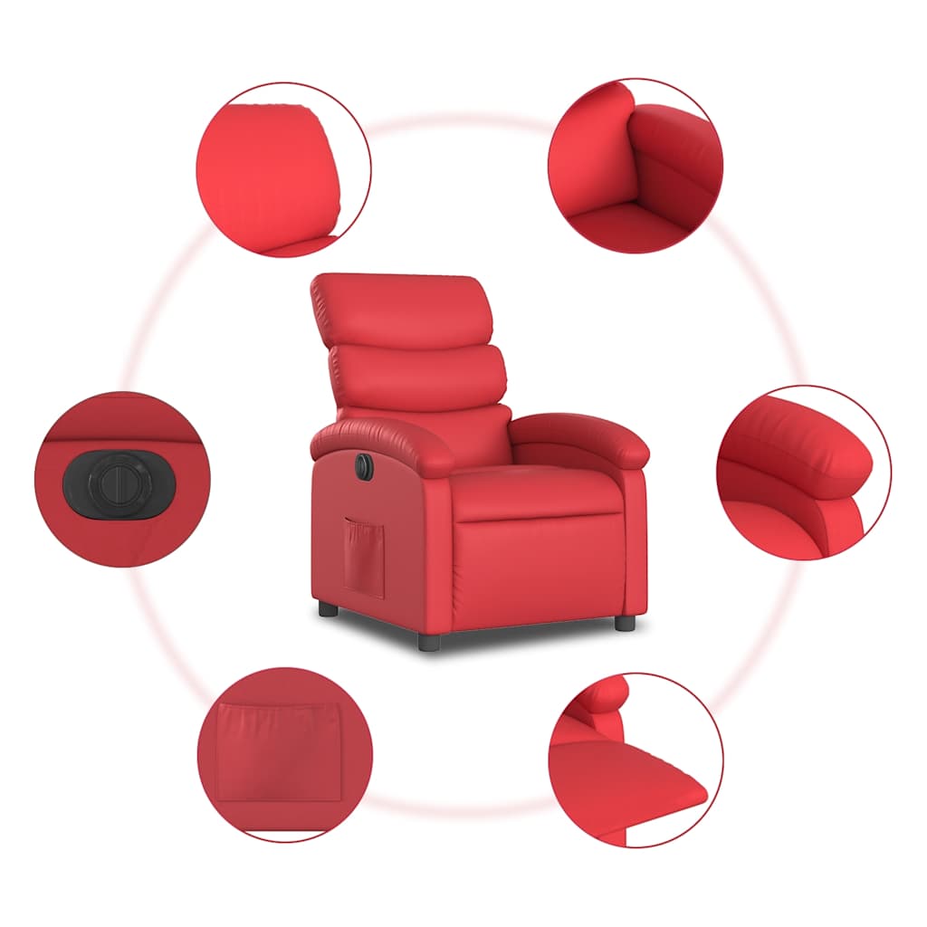 Fauteuil inclinable électrique Rouge Similicuir - XIOS