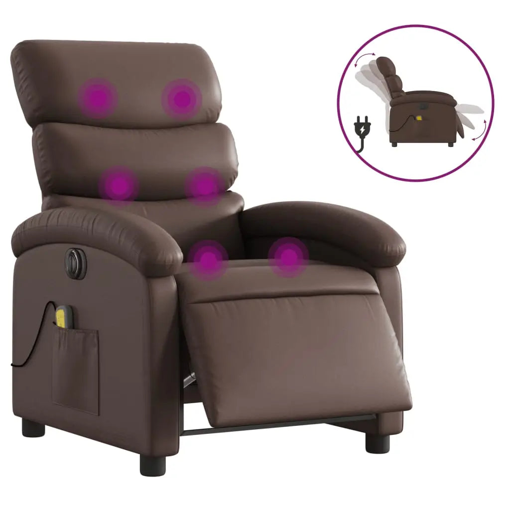 Fauteuil de massage inclinable électrique marron similicuir - XIOS