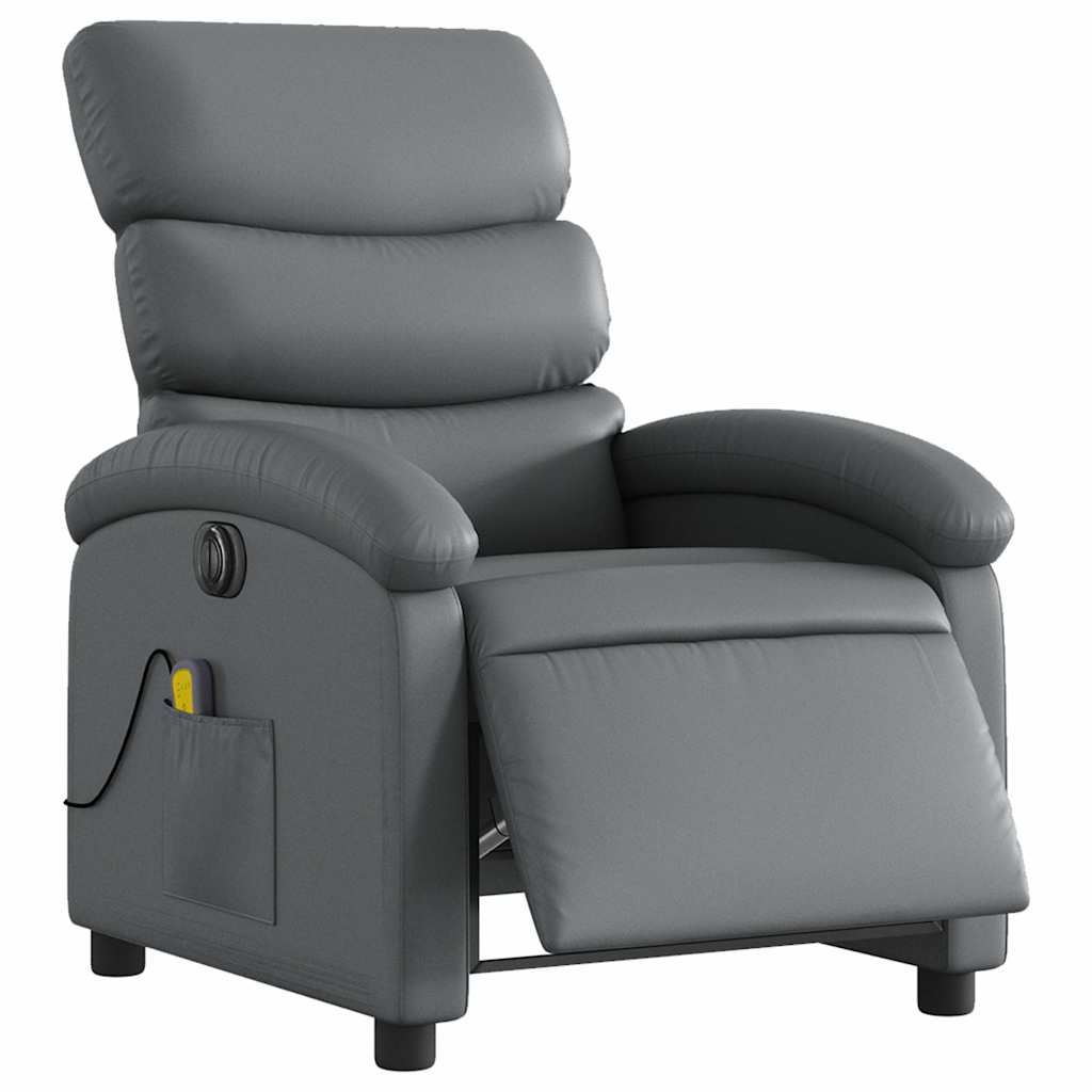 Fauteuil de massage inclinable électrique gris similicuir - XIOS