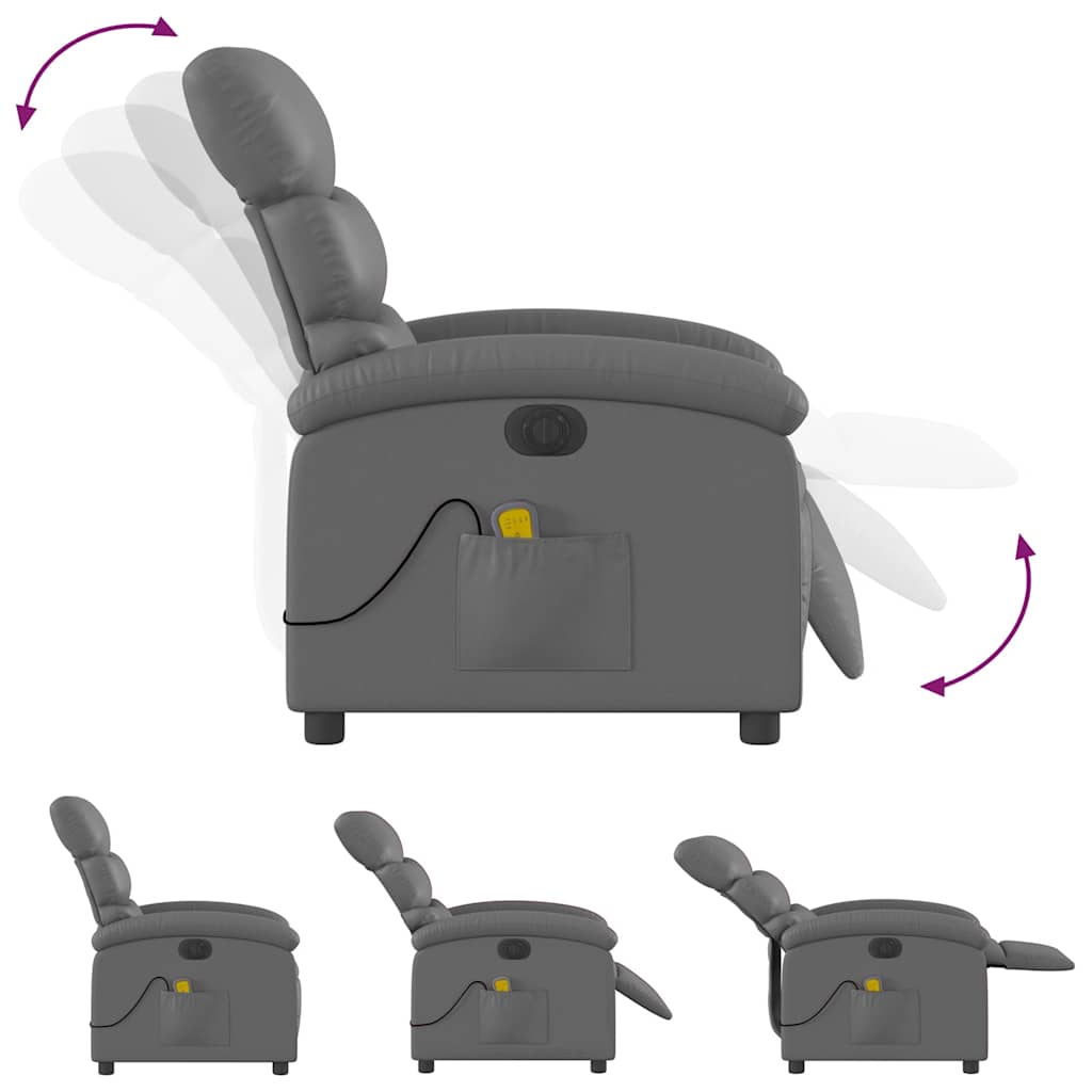 Fauteuil de massage inclinable électrique gris similicuir - XIOS