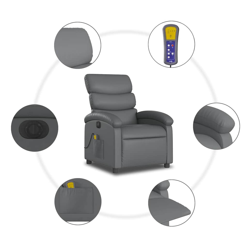 Fauteuil de massage inclinable électrique gris similicuir - XIOS
