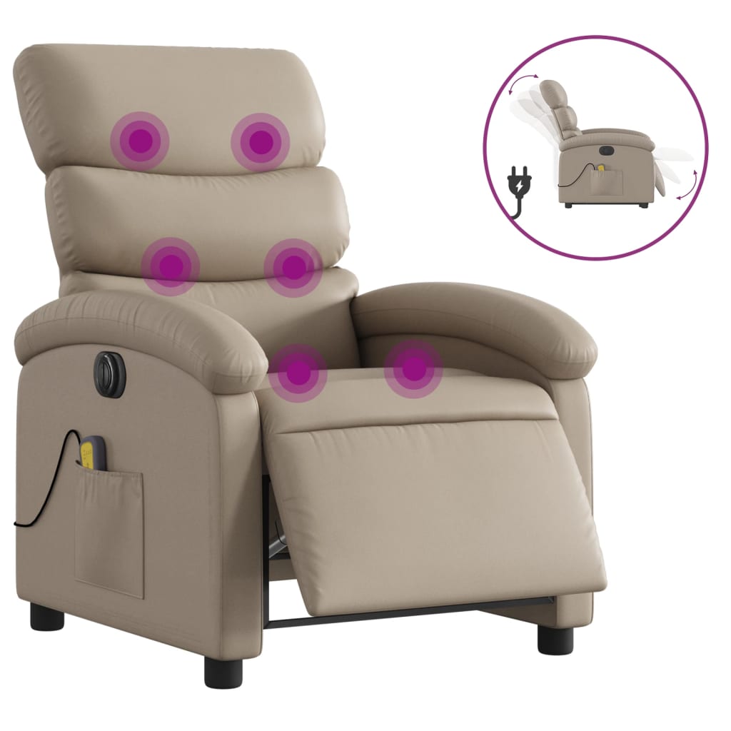 Fauteuil de massage inclinable électrique cappuccino similicuir - XIOS
