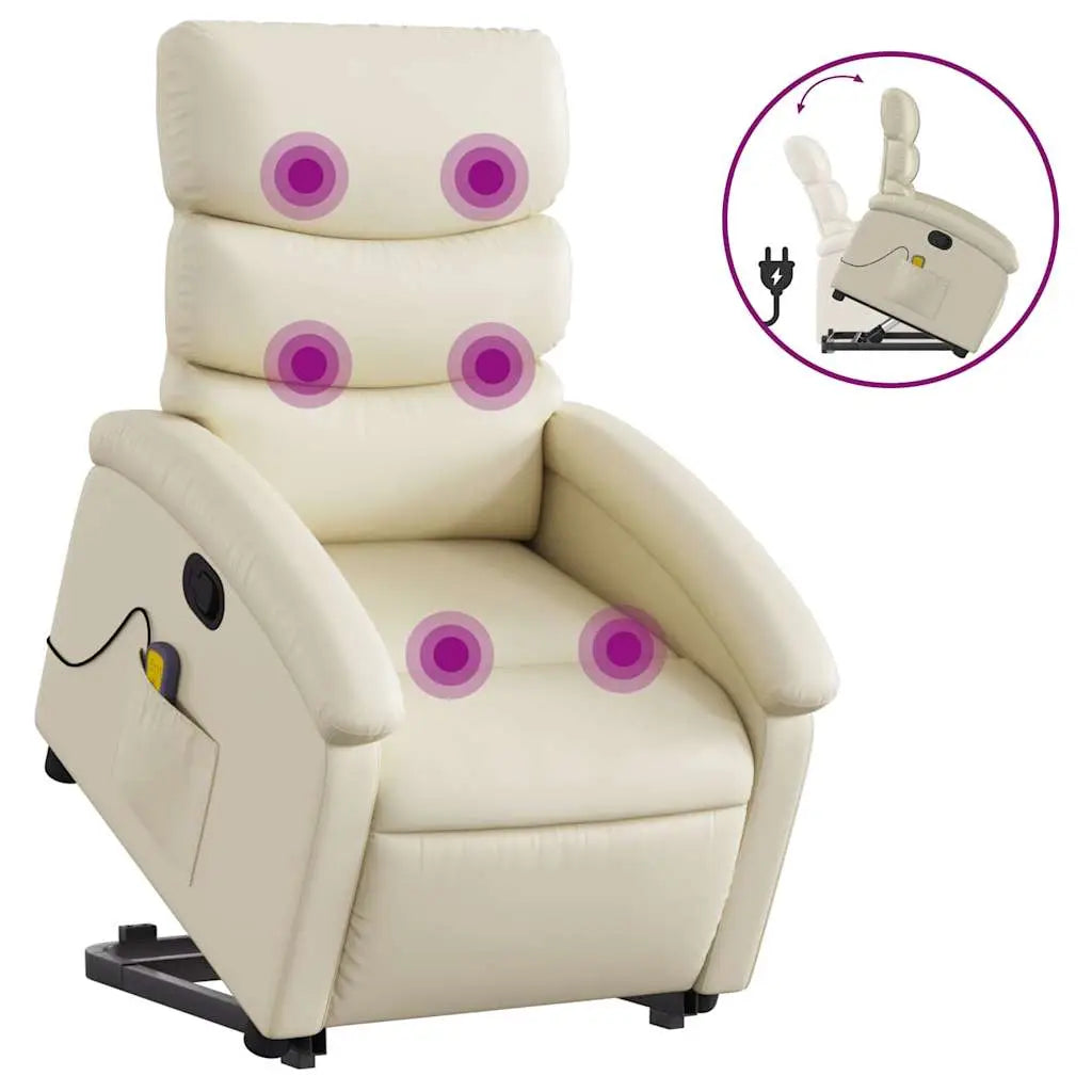 Fauteuil inclinable de massage Crème Similicuir - XIOS