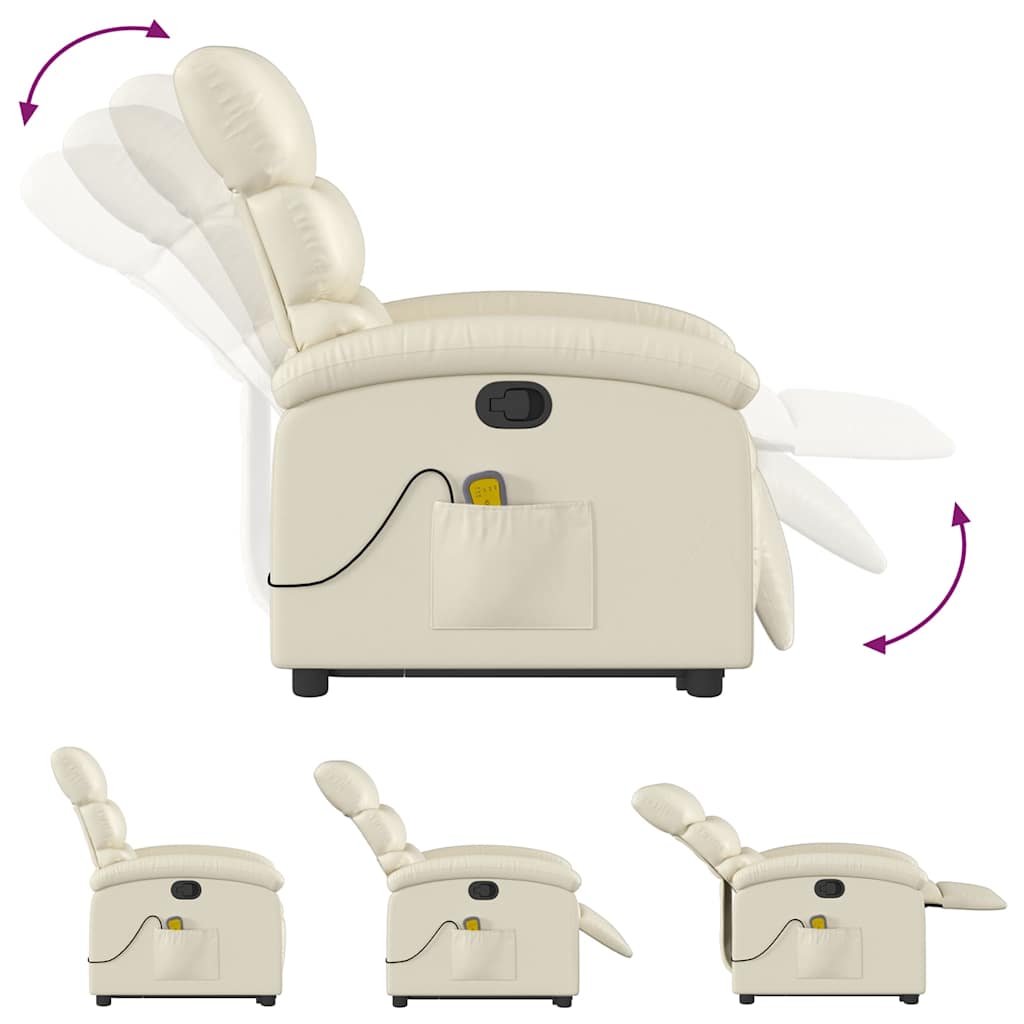 Fauteuil inclinable de massage Crème Similicuir - XIOS