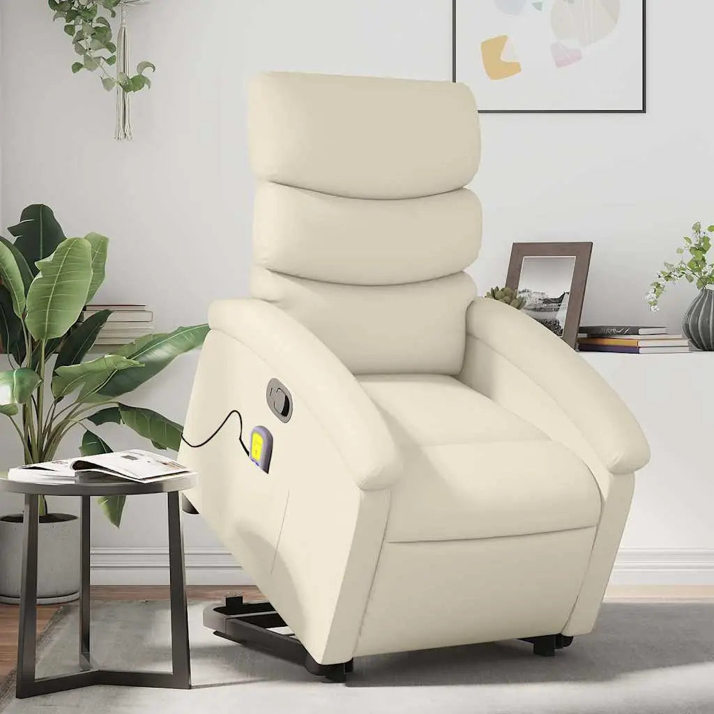 Fauteuil inclinable de massage Crème Similicuir - XIOS