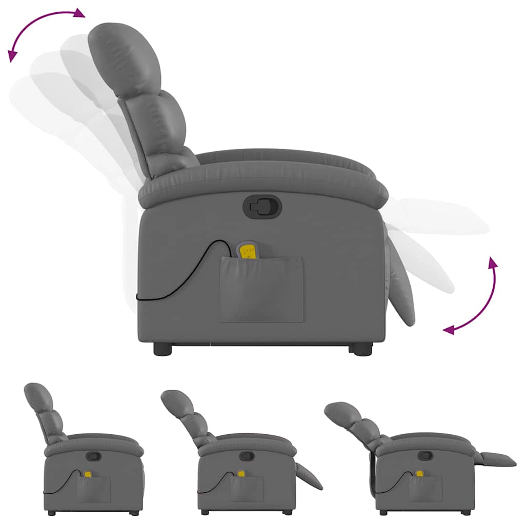 Fauteuil inclinable de massage Gris Similicuir - XIOS