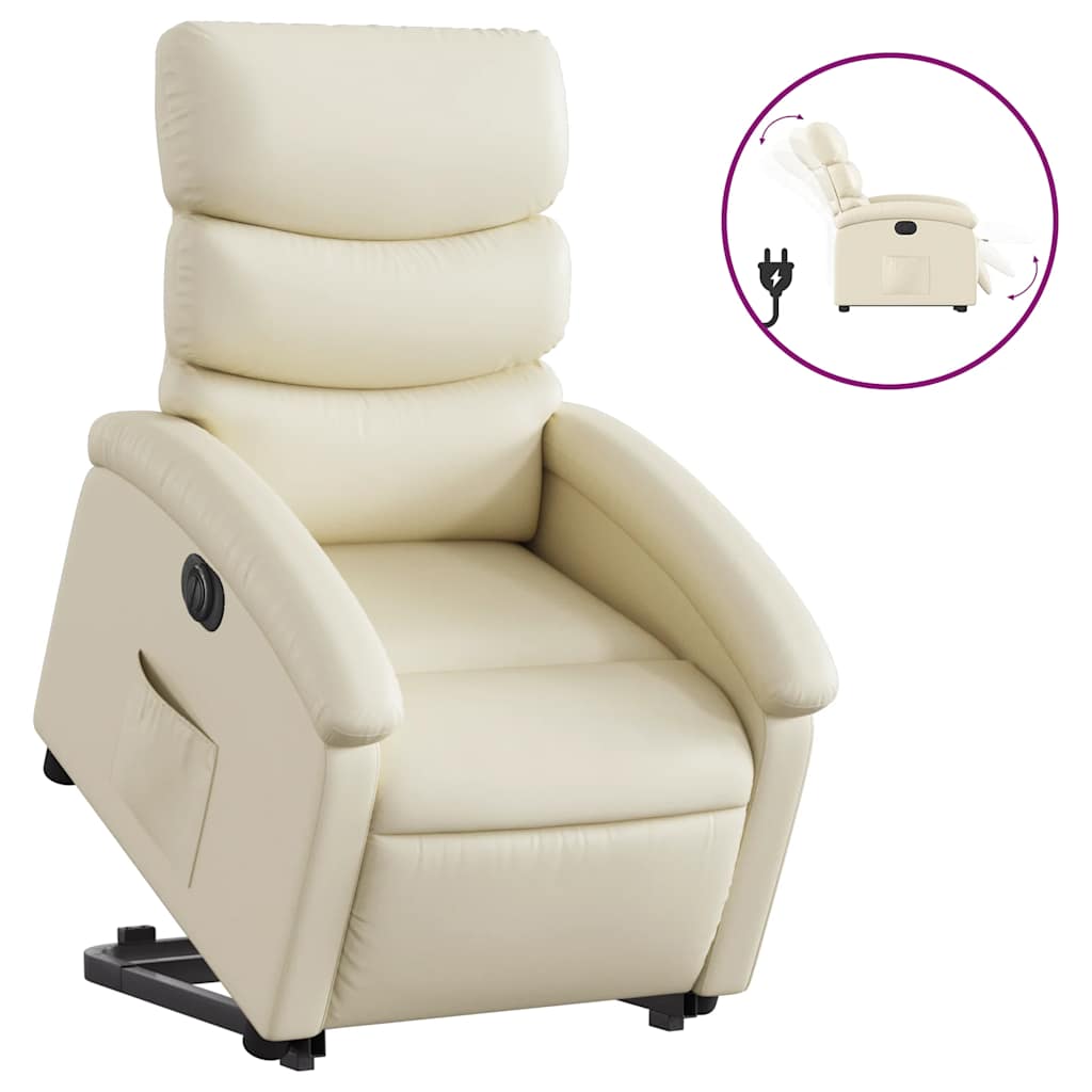 Fauteuil inclinable électrique crème similicuir - XIOS