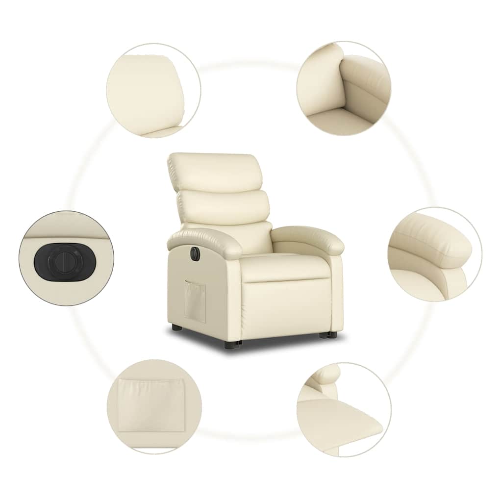 Fauteuil inclinable électrique crème similicuir - XIOS