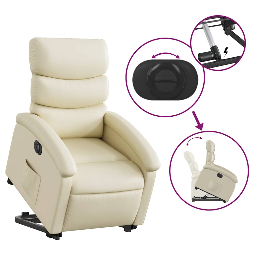 Fauteuil inclinable électrique crème similicuir - XIOS