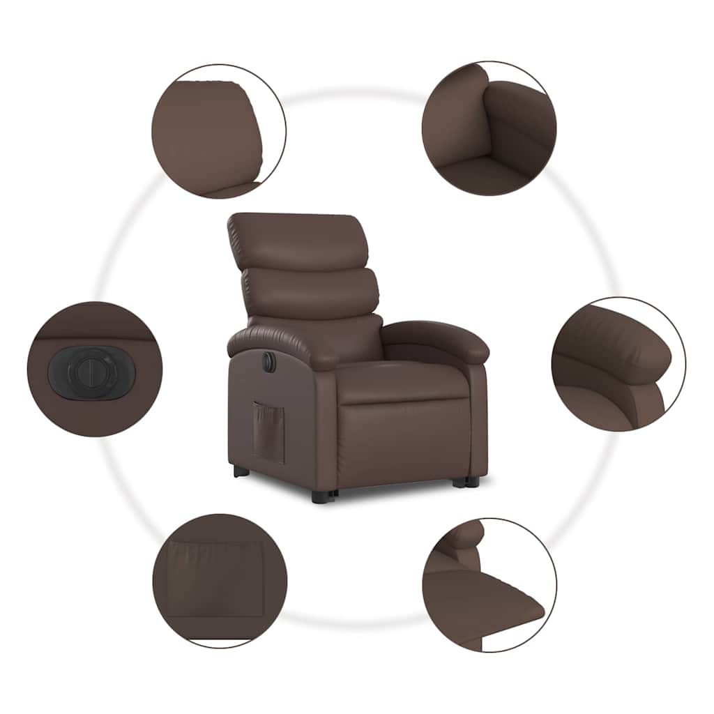 Fauteuil inclinable électrique marron similicuir - XIOS
