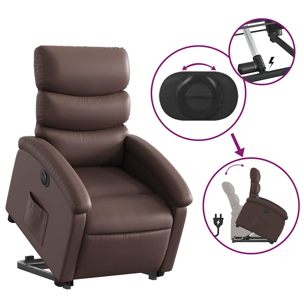 Fauteuil inclinable électrique marron similicuir - XIOS