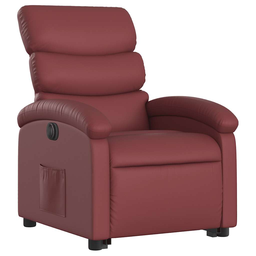 Fauteuil inclinable électrique rouge bordeaux similicuir - XIOS