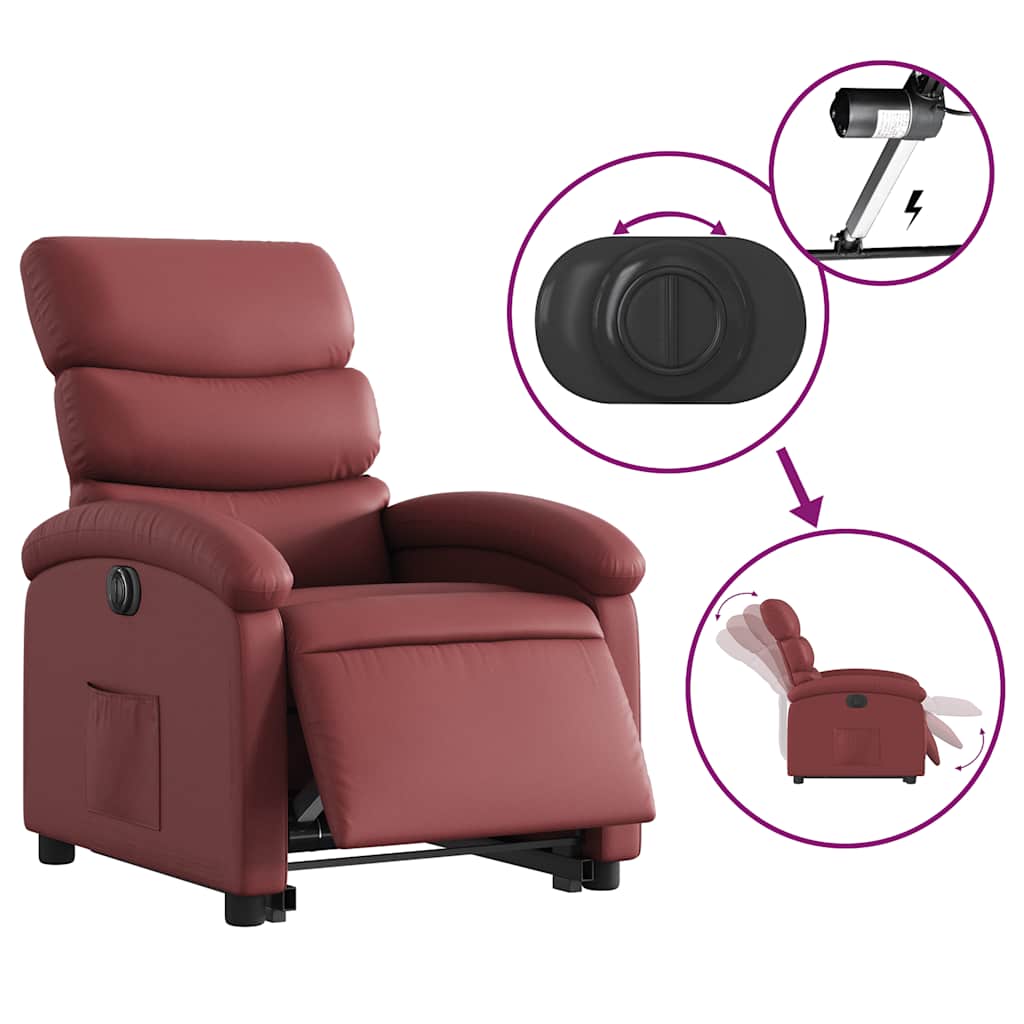Fauteuil inclinable électrique rouge bordeaux similicuir - XIOS