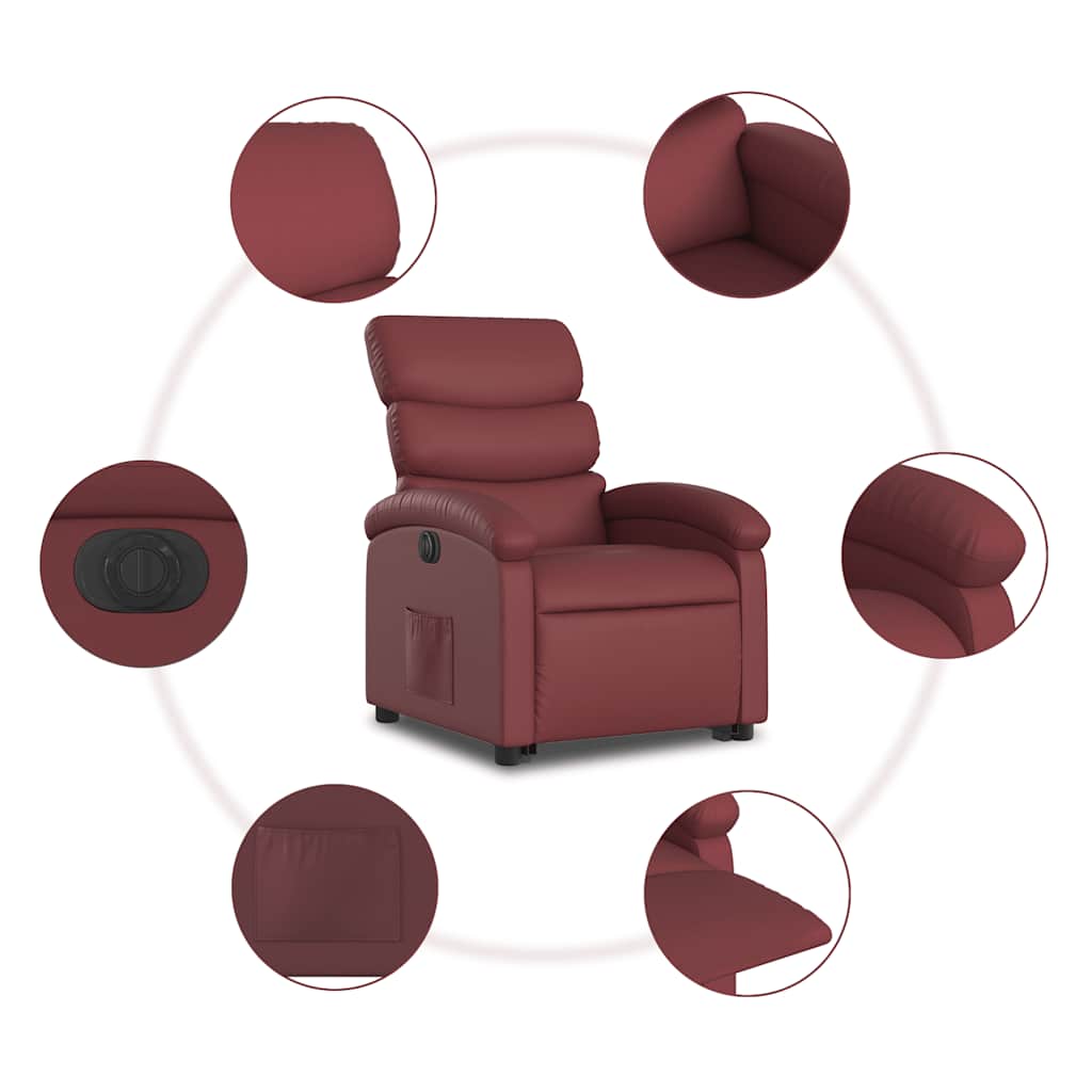 Fauteuil inclinable électrique rouge bordeaux similicuir - XIOS