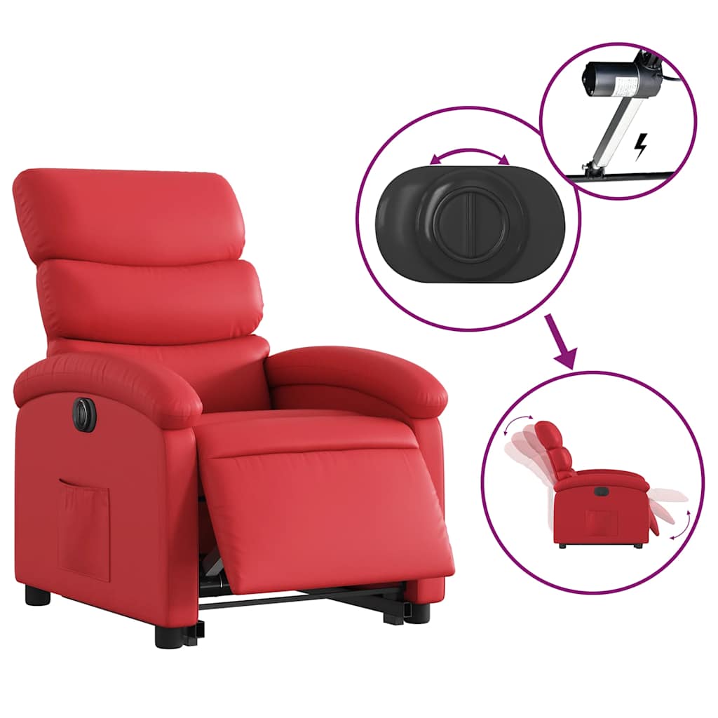 Fauteuil inclinable électrique rouge similicuir - XIOS