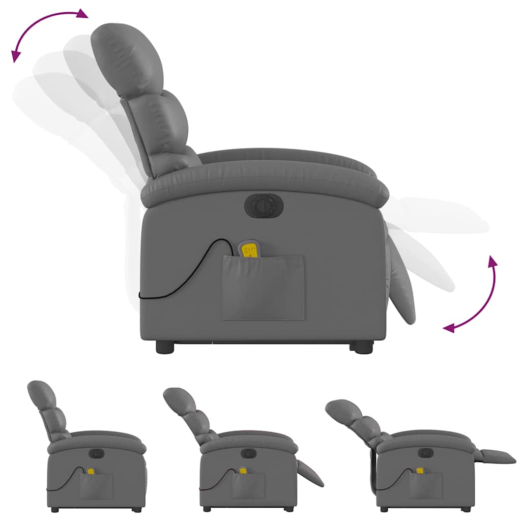 Fauteuil inclinable de massage électrique gris similicuir - XIOS