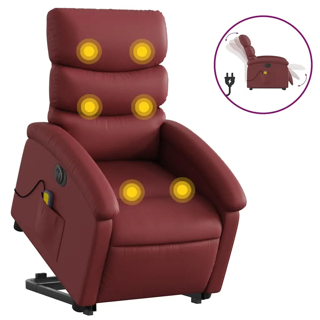 Fauteuil inclinable de massage électrique rouge bordeaux - XIOS