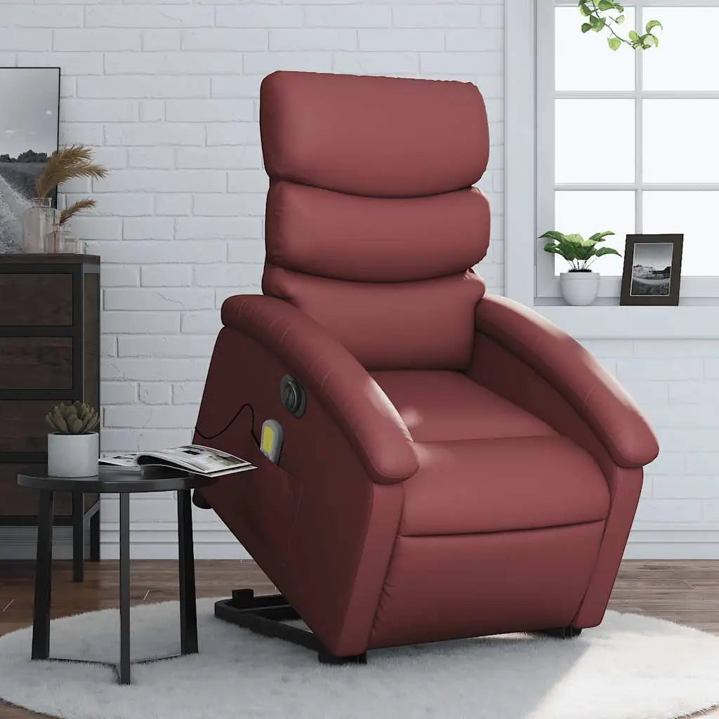 Fauteuil inclinable de massage électrique rouge bordeaux - XIOS