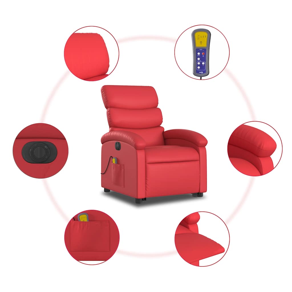 Fauteuil inclinable de massage électrique rouge similicuir - XIOS