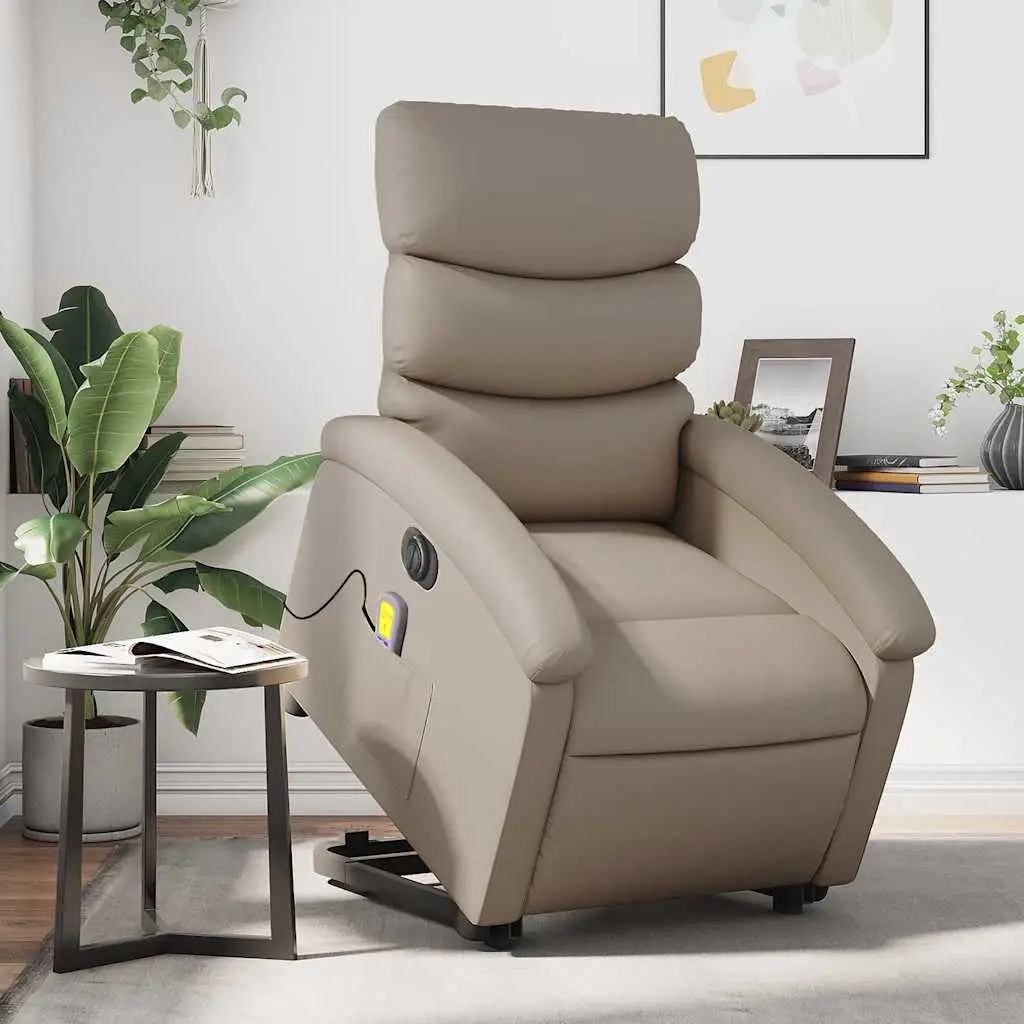 Fauteuil inclinable de massage électrique cappuccino similicuir - XIOS