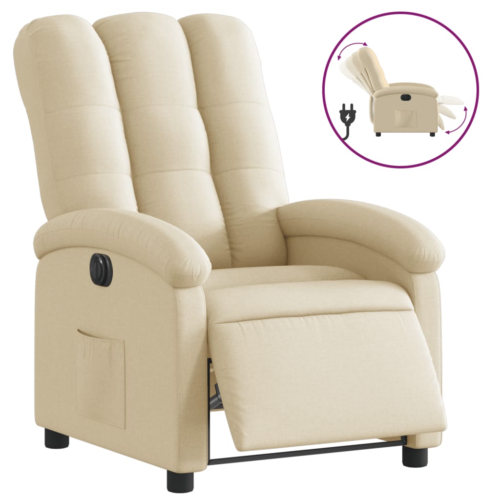 Fauteuil inclinable électrique Crème Tissu - XIOS