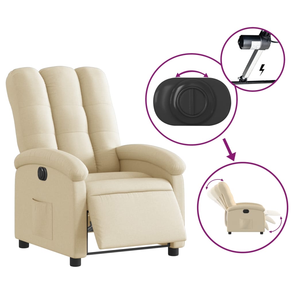 Fauteuil inclinable électrique Crème Tissu - XIOS