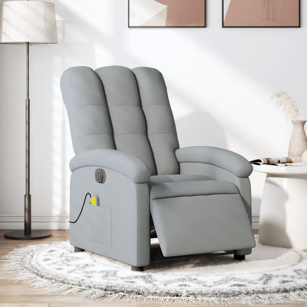 Fauteuil de massage inclinable électrique gris clair tissu - XIOS