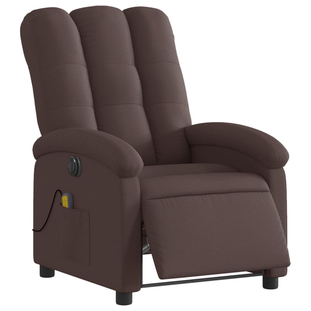 Fauteuil de massage inclinable électrique Marron foncé Tissu - XIOS