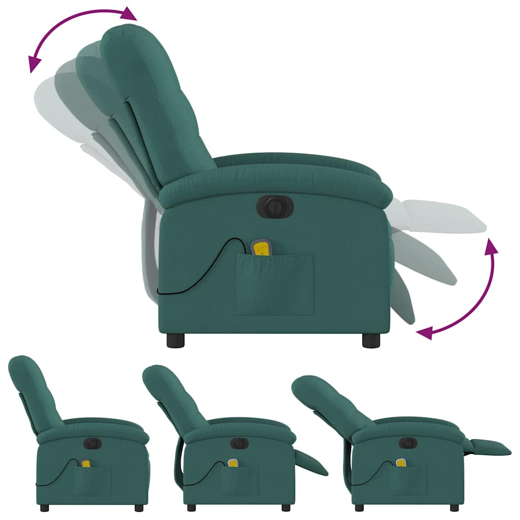 Fauteuil de massage inclinable électrique Vert foncé Tissu - XIOS