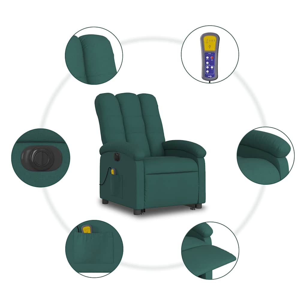 Fauteuil de massage inclinable électrique Vert foncé Tissu - XIOS