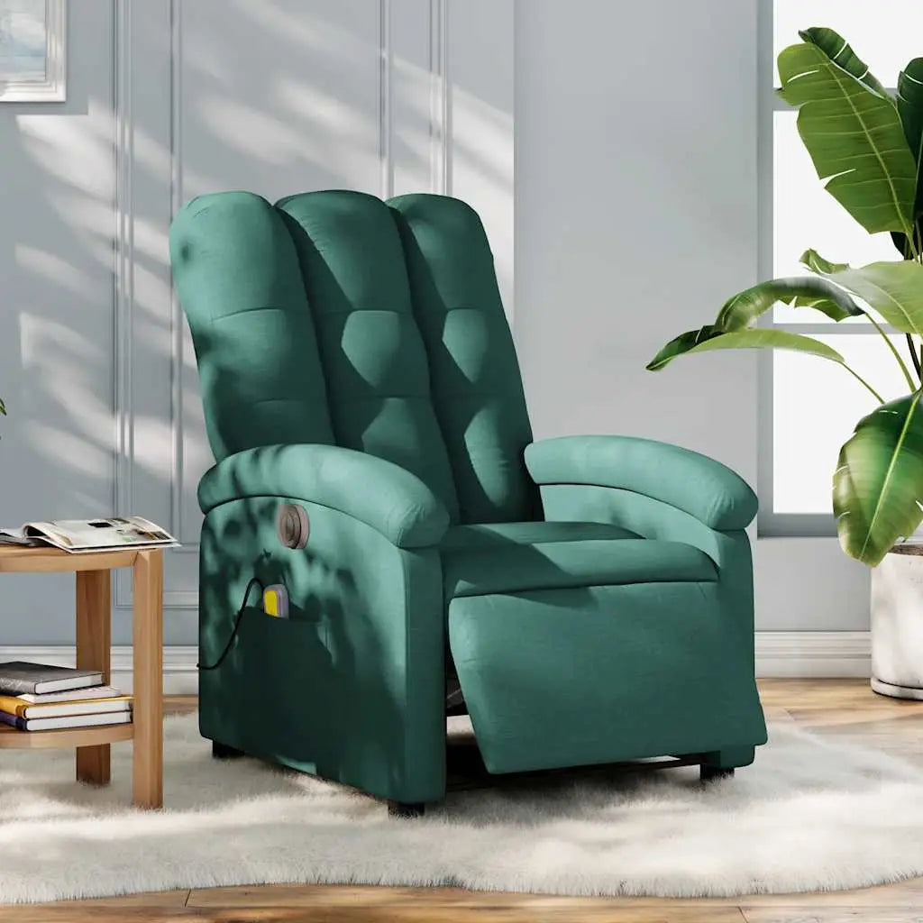 Fauteuil de massage inclinable électrique Vert foncé Tissu - XIOS