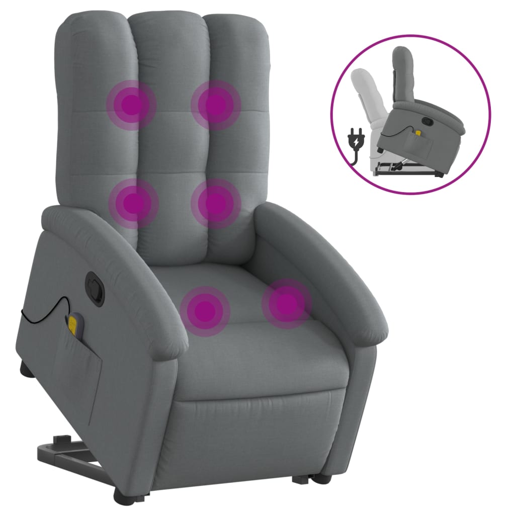 Fauteuil de massage inclinable Gris foncé Tissu Fauteuils vidaXL