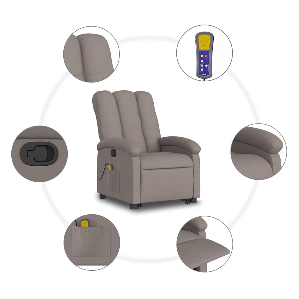 Fauteuil inclinable de massage Taupe Tissu - XIOS