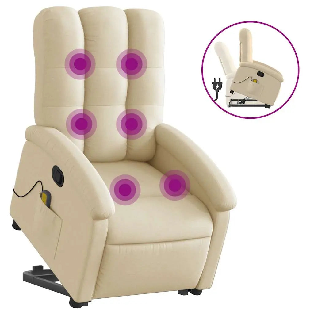 Fauteuil inclinable de massage Crème Tissu - XIOS