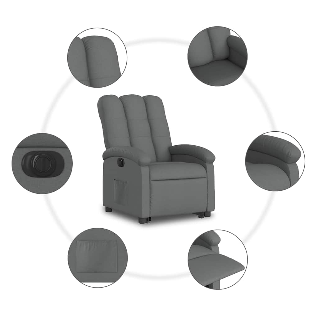 Fauteuil inclinable électrique gris foncé tissu - XIOS