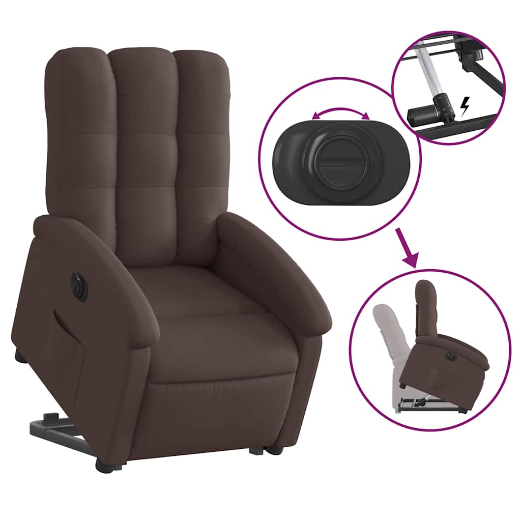 Fauteuil inclinable électrique marron foncé tissu - XIOS