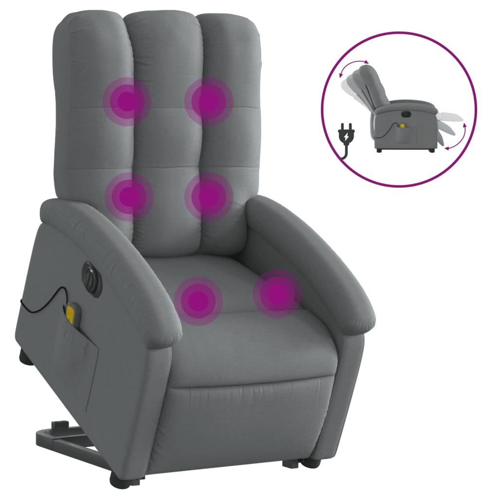 Fauteuil inclinable de massage électrique Gris foncé Tissu Fauteuils vidaXL
