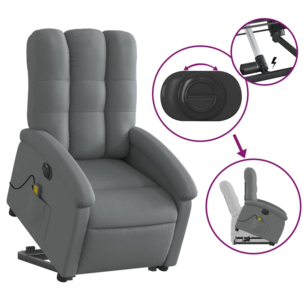 Fauteuil inclinable de massage électrique Gris foncé Tissu - XIOS
