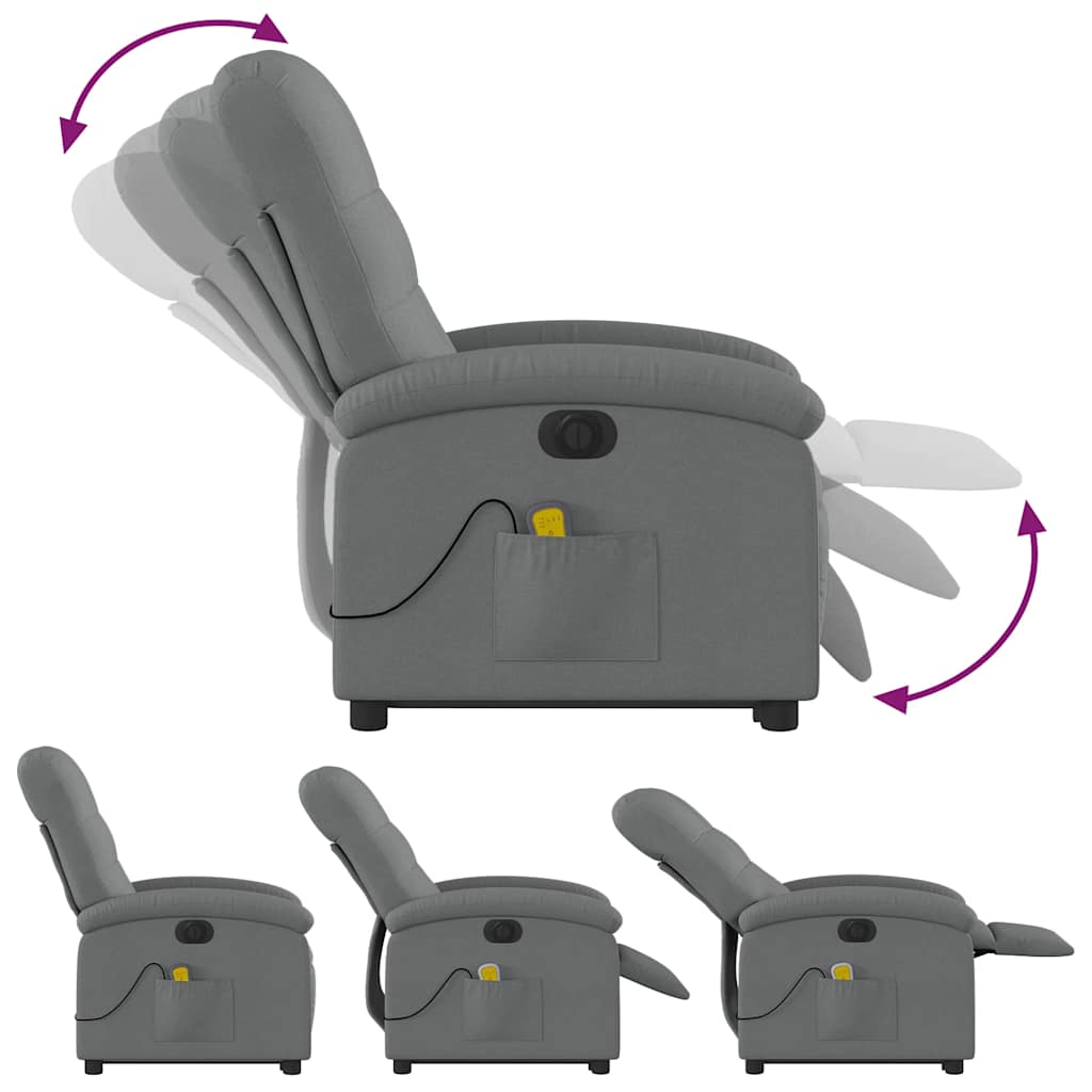 Fauteuil inclinable de massage électrique Gris foncé Tissu - XIOS